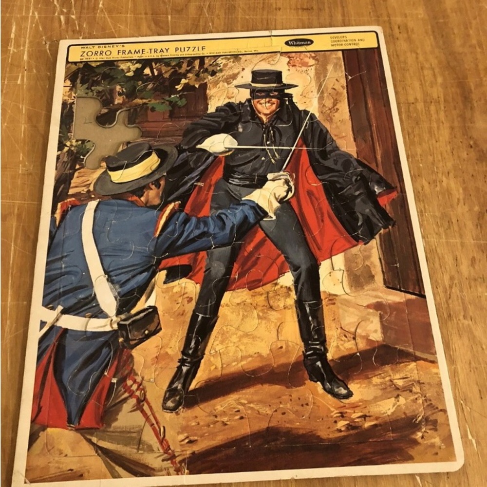 Vintage 1965 Whitman Zorro Frame Tray Puzzle #4521 Missing 1 Piece